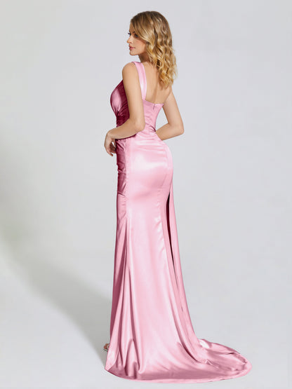 Emersyn One-Shoulder Soft Satin Bridesmaid Dress With Cutout