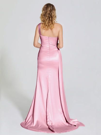 Emersyn One-Shoulder Soft Satin Bridesmaid Dress With Cutout