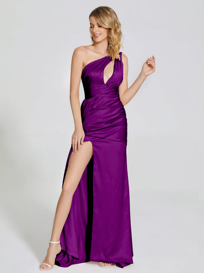Emersyn One-Shoulder Soft Satin Bridesmaid Dress With Cutout
