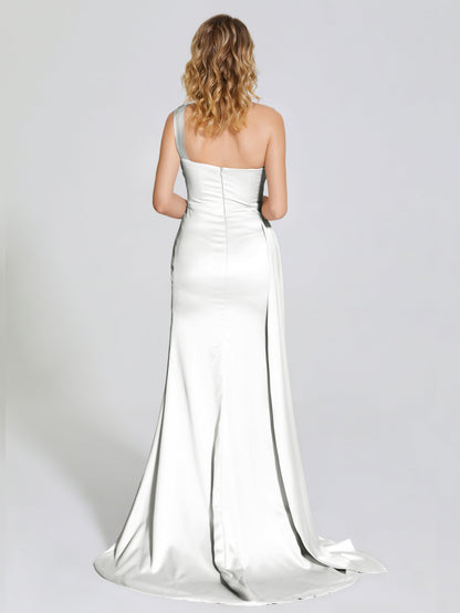 Emersyn One-Shoulder Soft Satin Bridesmaid Dress With Cutout