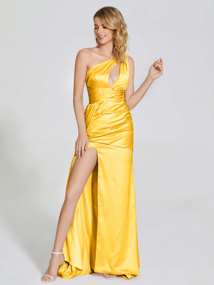 Emersyn One-Shoulder Soft Satin Bridesmaid Dress With Cutout