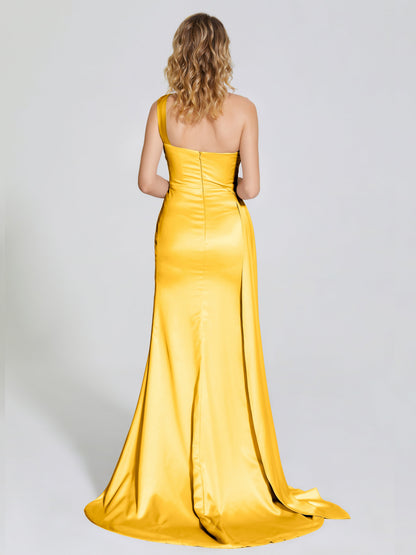 Emersyn One-Shoulder Soft Satin Bridesmaid Dress With Cutout