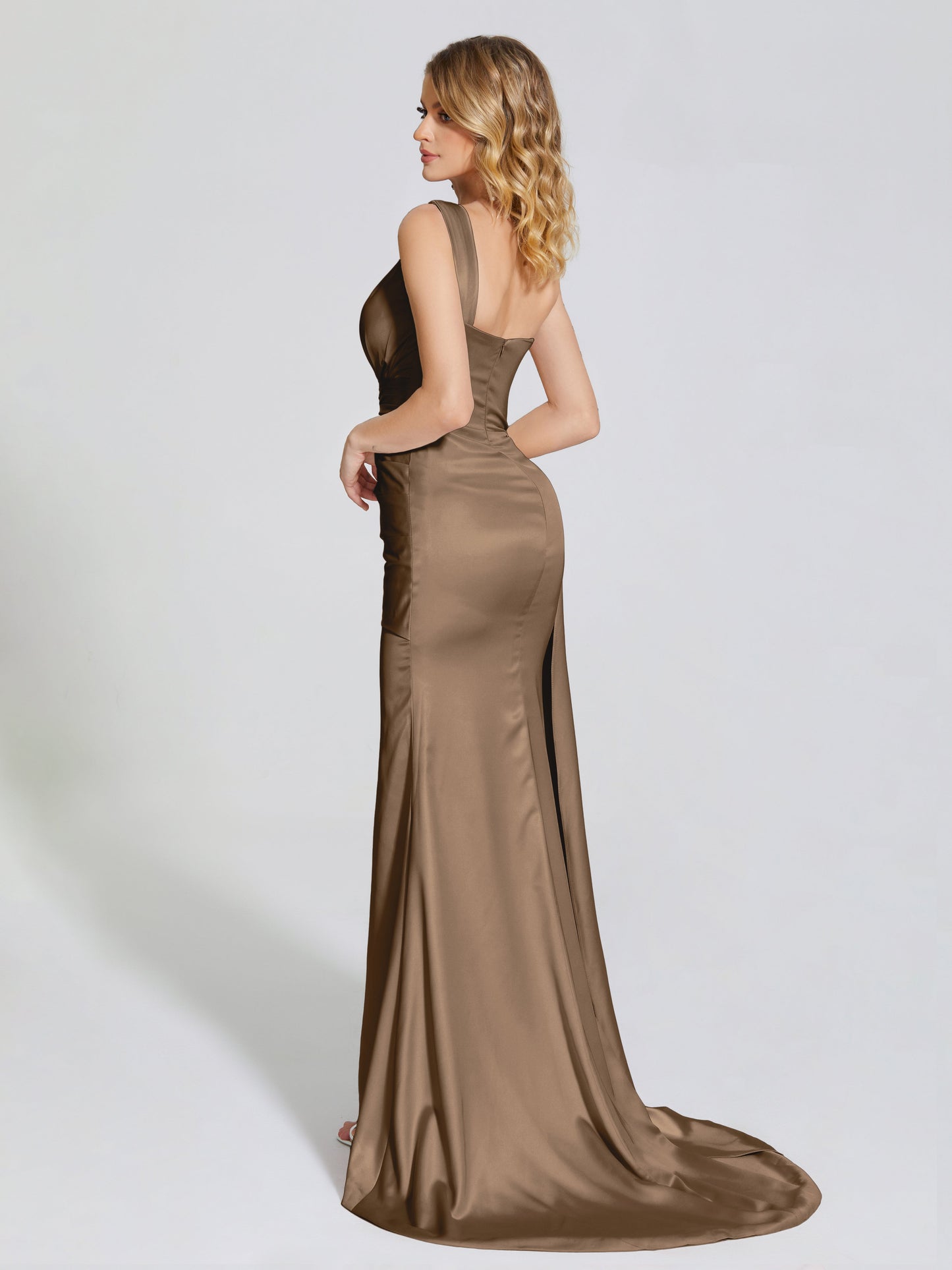 Emersyn One-Shoulder Soft Satin Bridesmaid Dress With Cutout