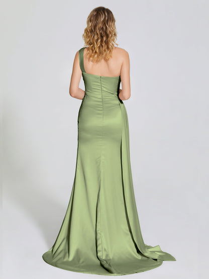 Emersyn One-Shoulder Soft Satin Bridesmaid Dress With Cutout