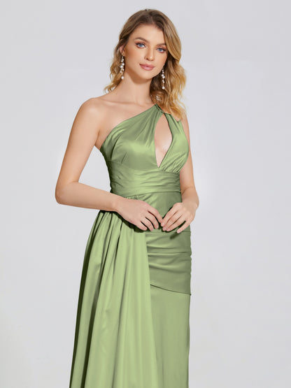 Emersyn One-Shoulder Soft Satin Bridesmaid Dress With Cutout