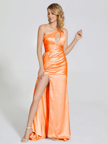Emersyn One-Shoulder Soft Satin Bridesmaid Dress With Cutout