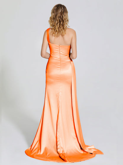 Emersyn One-Shoulder Soft Satin Bridesmaid Dress With Cutout