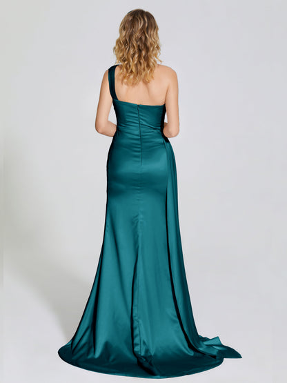 Emersyn One-Shoulder Soft Satin Bridesmaid Dress With Cutout