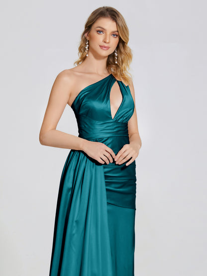 Emersyn One-Shoulder Soft Satin Bridesmaid Dress With Cutout