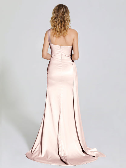 Emersyn One-Shoulder Soft Satin Bridesmaid Dress With Cutout