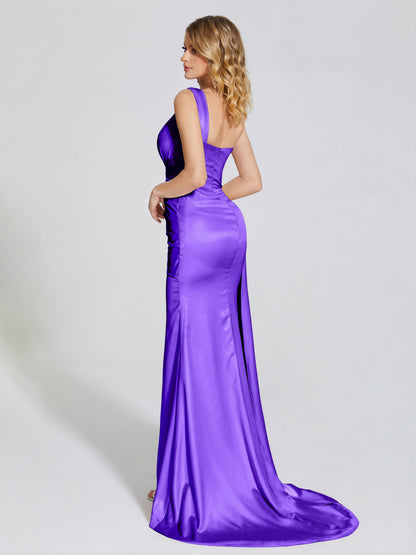 Emersyn One-Shoulder Soft Satin Bridesmaid Dress With Cutout
