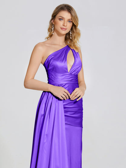 Emersyn One-Shoulder Soft Satin Bridesmaid Dress With Cutout