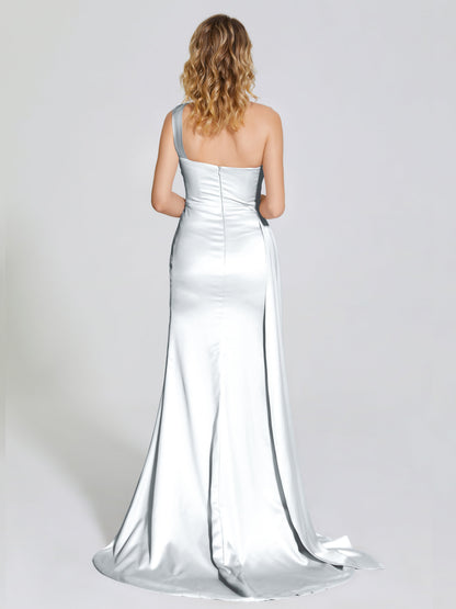 Emersyn One-Shoulder Soft Satin Bridesmaid Dress With Cutout