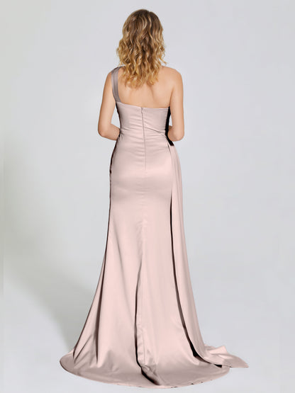 Emersyn One-Shoulder Soft Satin Bridesmaid Dress With Cutout