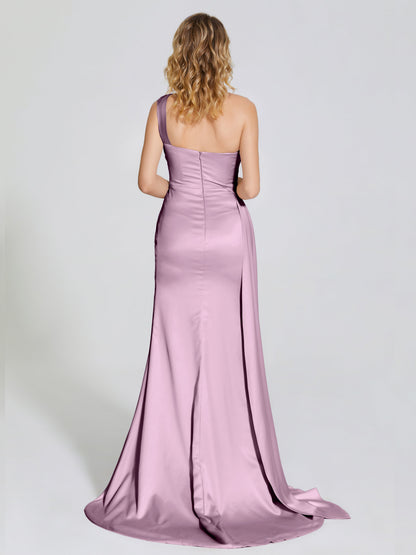 Emersyn One-Shoulder Soft Satin Bridesmaid Dress With Cutout