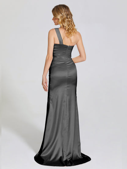 Jayla One-Shoulder Trumpet Soft Satin Bridesmaid Dress