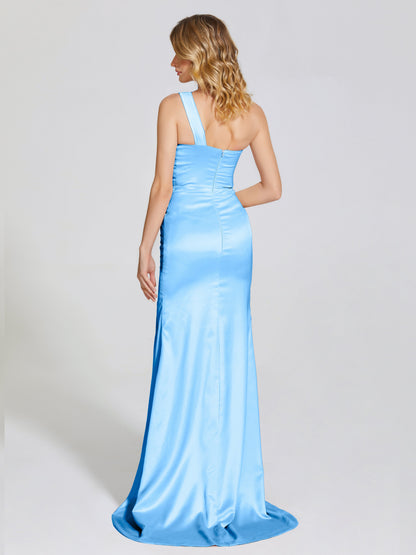 Jayla One-Shoulder Trumpet Soft Satin Bridesmaid Dress