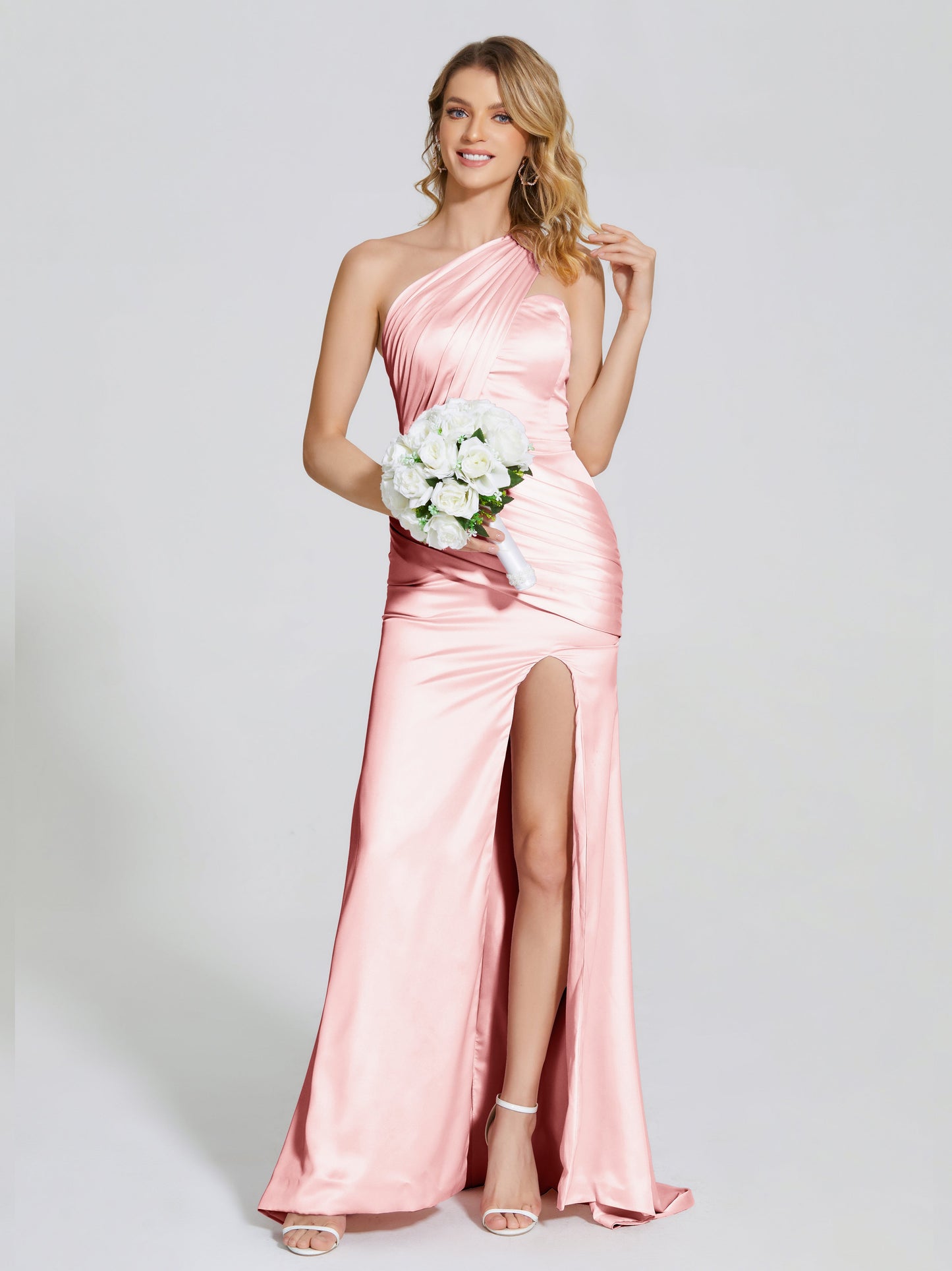 Jayla One-Shoulder Trumpet Soft Satin Bridesmaid Dress
