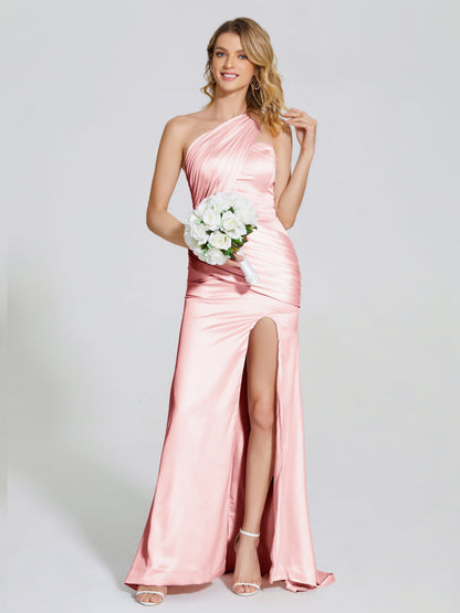 Jayla One-Shoulder Trumpet Soft Satin Bridesmaid Dress
