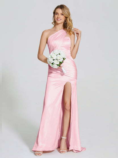 Jayla One-Shoulder Trumpet Soft Satin Bridesmaid Dress