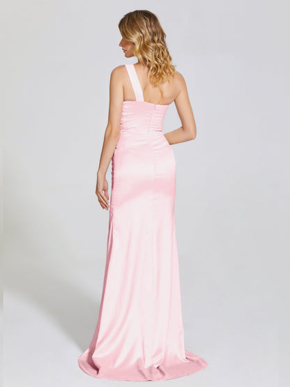Jayla One-Shoulder Trumpet Soft Satin Bridesmaid Dress