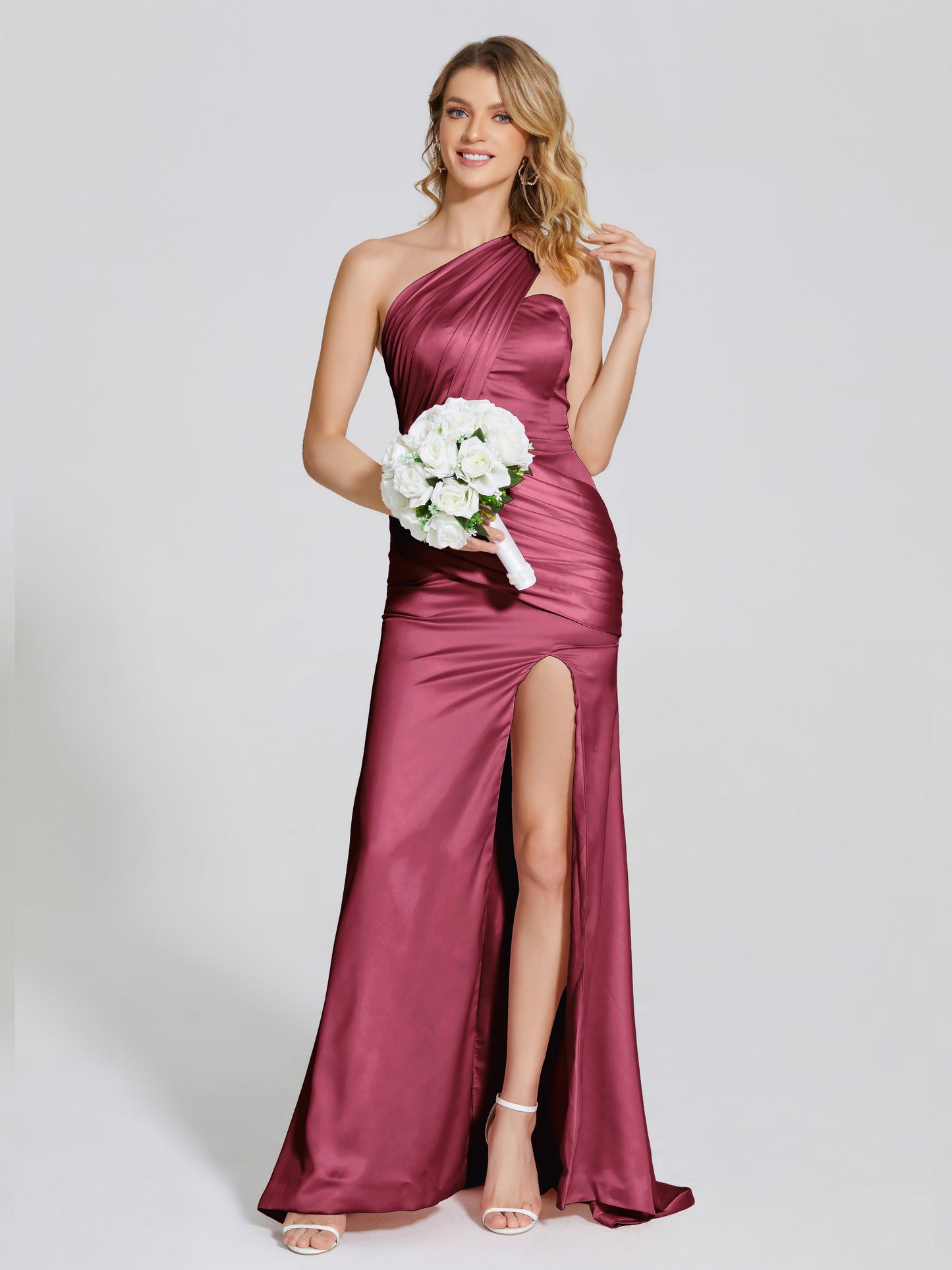 Jayla One-Shoulder Trumpet Soft Satin Bridesmaid Dress