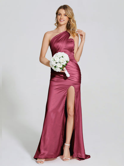 Jayla One-Shoulder Trumpet Soft Satin Bridesmaid Dress