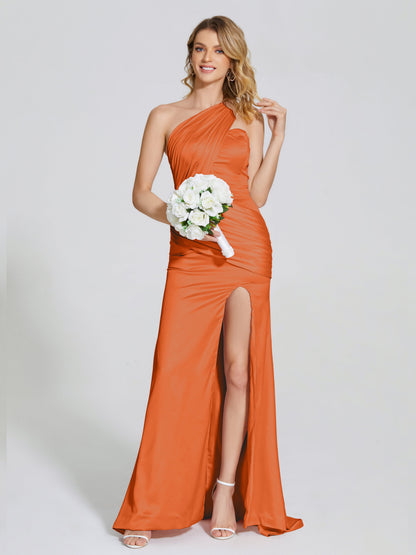 Jayla One-Shoulder Trumpet Soft Satin Bridesmaid Dress