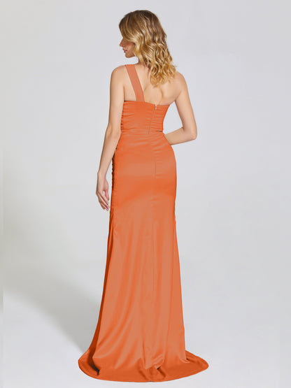Jayla One-Shoulder Trumpet Soft Satin Bridesmaid Dress