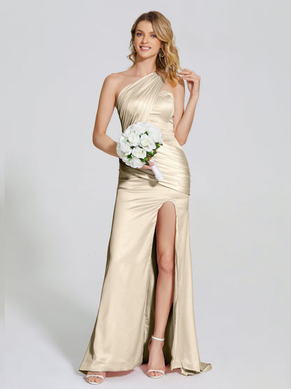 Jayla One-Shoulder Trumpet Soft Satin Bridesmaid Dress
