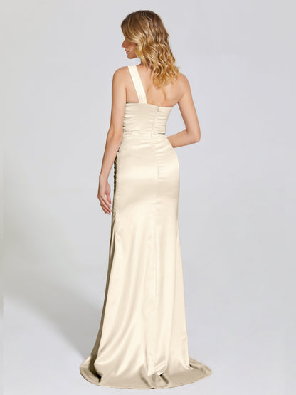 Jayla One-Shoulder Trumpet Soft Satin Bridesmaid Dress