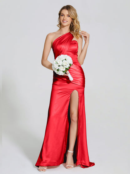 Jayla One-Shoulder Trumpet Soft Satin Bridesmaid Dress