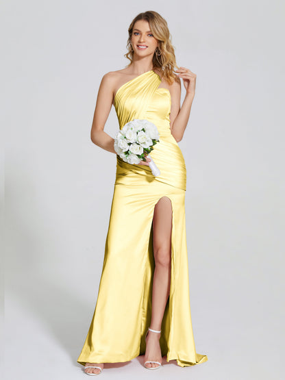 Jayla One-Shoulder Trumpet Soft Satin Bridesmaid Dress