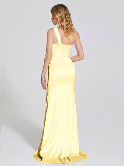 Jayla One-Shoulder Trumpet Soft Satin Bridesmaid Dress