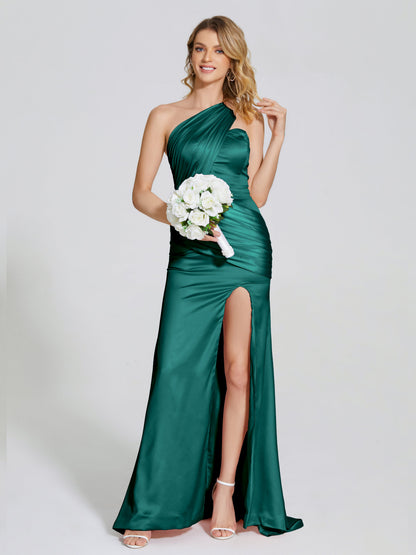 Jayla One-Shoulder Trumpet Soft Satin Bridesmaid Dress
