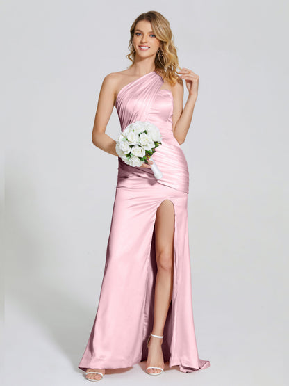Jayla One-Shoulder Trumpet Soft Satin Bridesmaid Dress