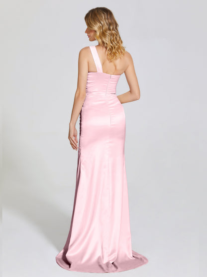 Jayla One-Shoulder Trumpet Soft Satin Bridesmaid Dress