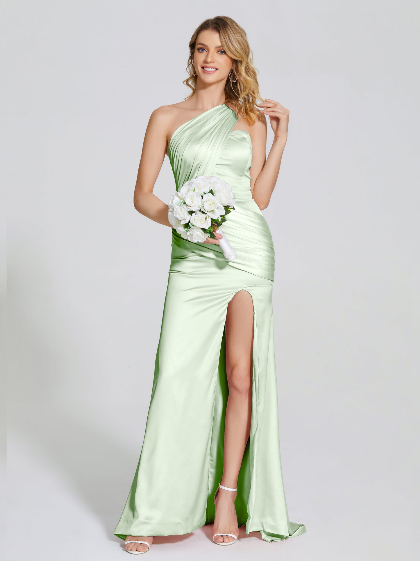 Jayla One-Shoulder Trumpet Soft Satin Bridesmaid Dress