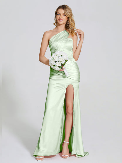 Jayla One-Shoulder Trumpet Soft Satin Bridesmaid Dress