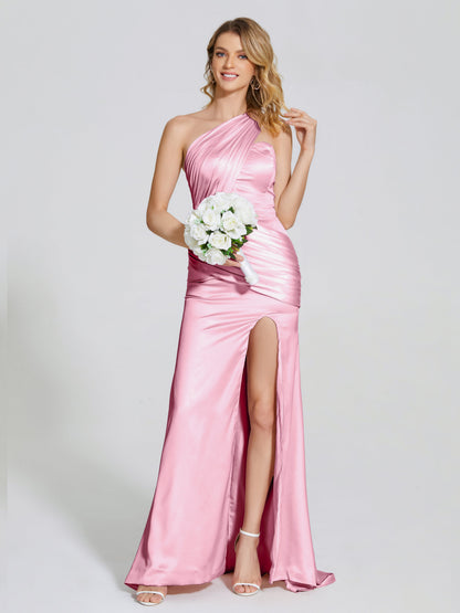 Jayla One-Shoulder Trumpet Soft Satin Bridesmaid Dress