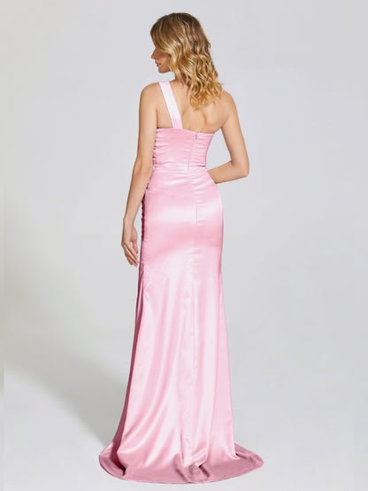 Jayla One-Shoulder Trumpet Soft Satin Bridesmaid Dress