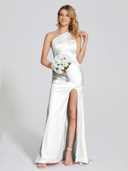 Jayla One-Shoulder Trumpet Soft Satin Bridesmaid Dress