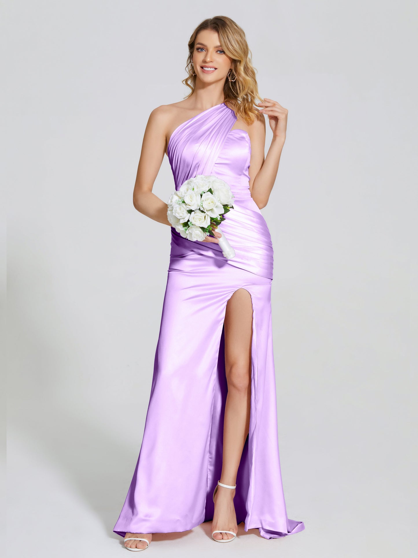 Jayla One-Shoulder Trumpet Soft Satin Bridesmaid Dress
