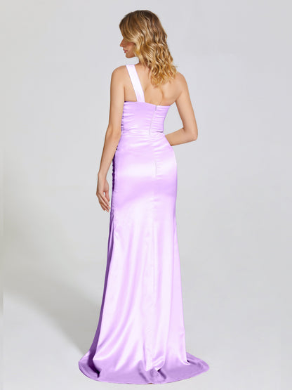 Jayla One-Shoulder Trumpet Soft Satin Bridesmaid Dress