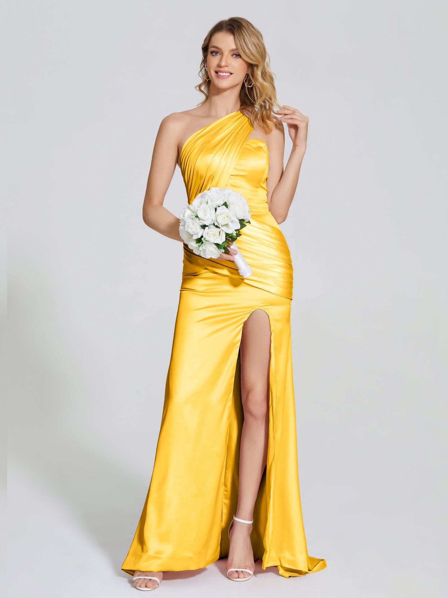 Jayla One-Shoulder Trumpet Soft Satin Bridesmaid Dress