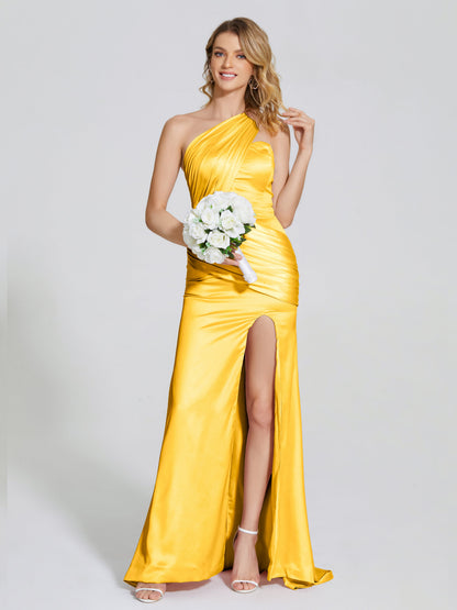 Jayla One-Shoulder Trumpet Soft Satin Bridesmaid Dress