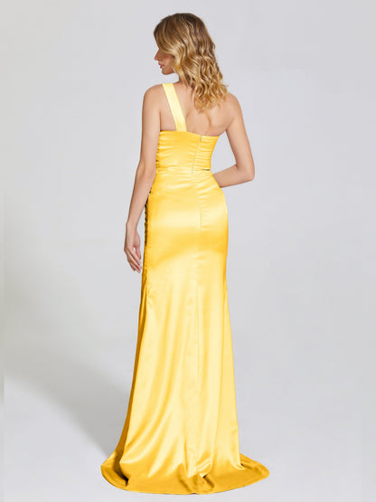 Jayla One-Shoulder Trumpet Soft Satin Bridesmaid Dress