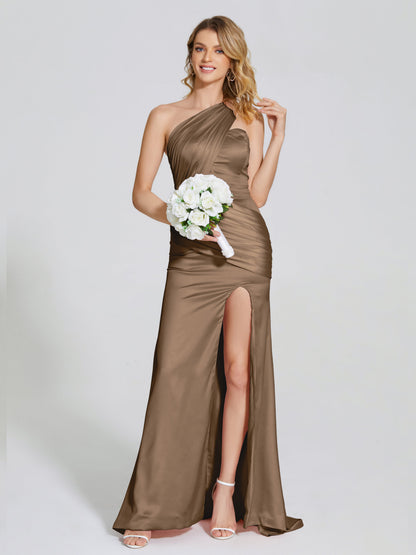 Jayla One-Shoulder Trumpet Soft Satin Bridesmaid Dress