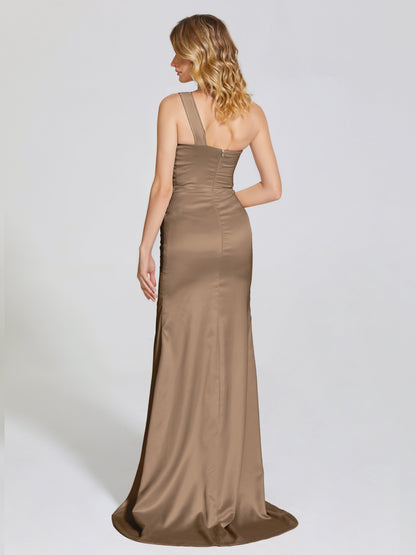 Jayla One-Shoulder Trumpet Soft Satin Bridesmaid Dress