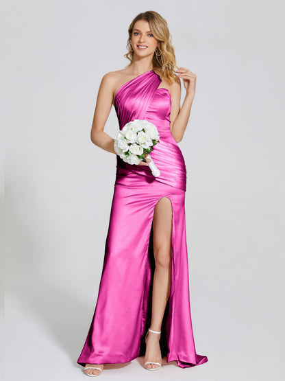 Jayla One-Shoulder Trumpet Soft Satin Bridesmaid Dress